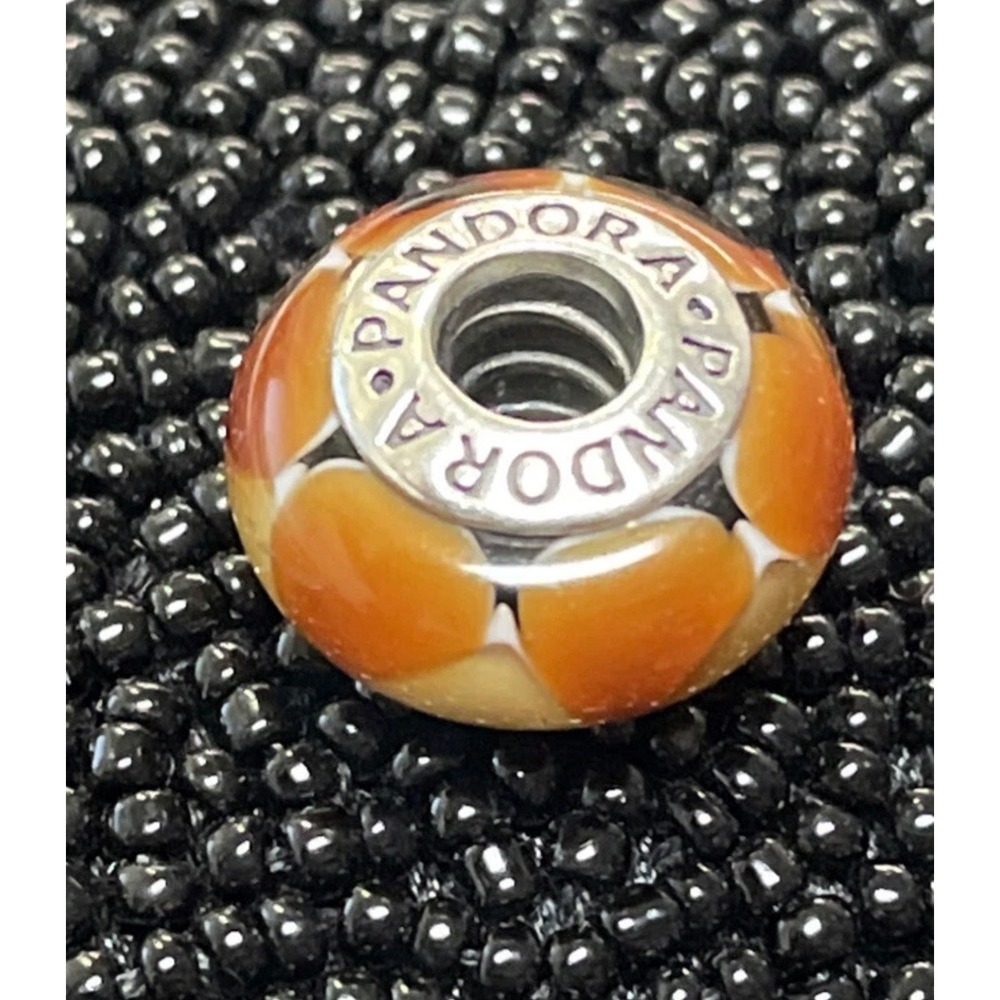 Pandora Sterling Silver ALE 925 Retired Caramel Corn Murano Glass‎ Bead Charm